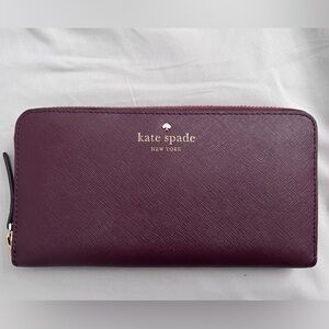 Kate Spade Maroon Wallet with Gold Accents